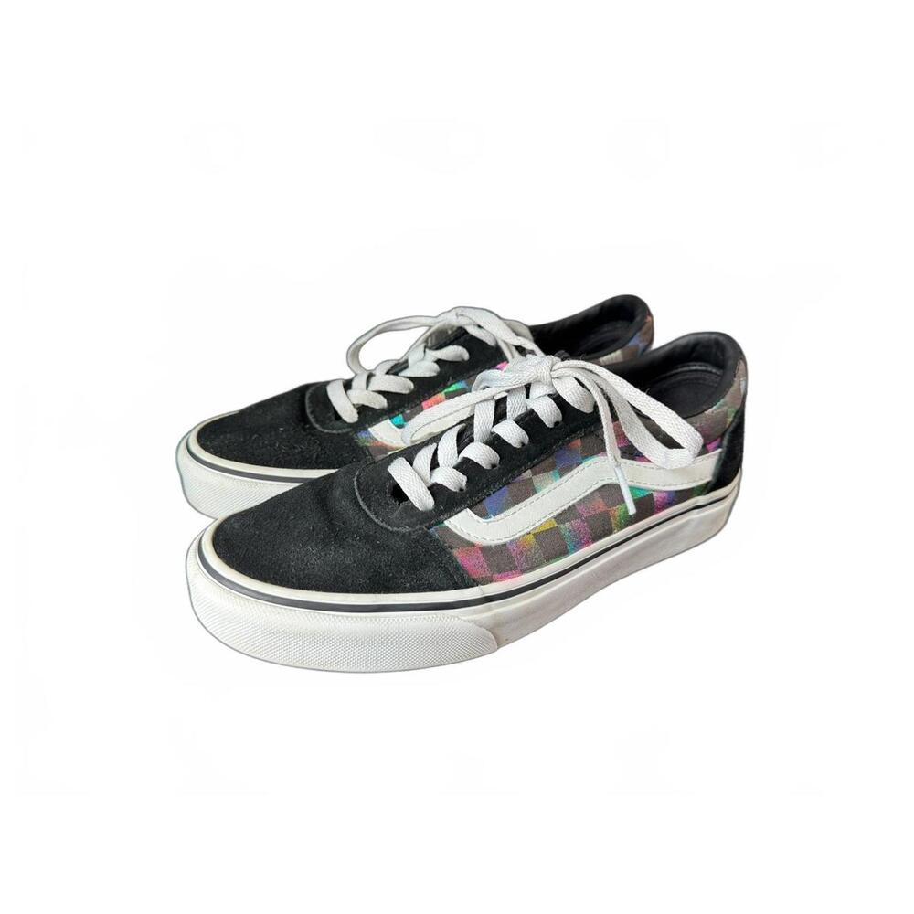 Vans Metallic Iridescent Suede Checkered Shoes Women’s Sz 7 Rainbow